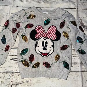 Disney Gray Sweater with Minnie Mouse and Sequin Lights